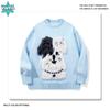 Womens Oversized Cartoon Dog Jacquard Knit Sweater Winter Loose Warm Pullover Top