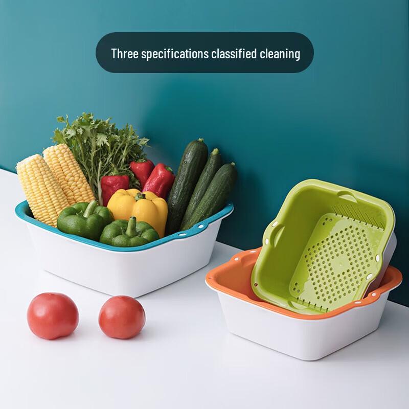 CHAHUA 6-Piece Double-Layer Vegetable Washing & Strainer Basket Set