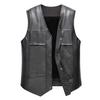 Herrevest V-hals Ermeløs All Match kunstskinn Vindtett ekstra varm motorsykkelvest for jobb