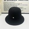 New Hollow Knitted Bucket Hat Women's Summer Sunscreen Visor Hat Showing Face Small Bucket Hat Basin Hat