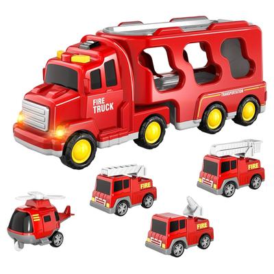 VIXA Luxury Car Multifunctional Carrier Toy with Sound and Light Construction Fire and Large Storage Car Durable ABS Ages and Perfect Gift for Boys