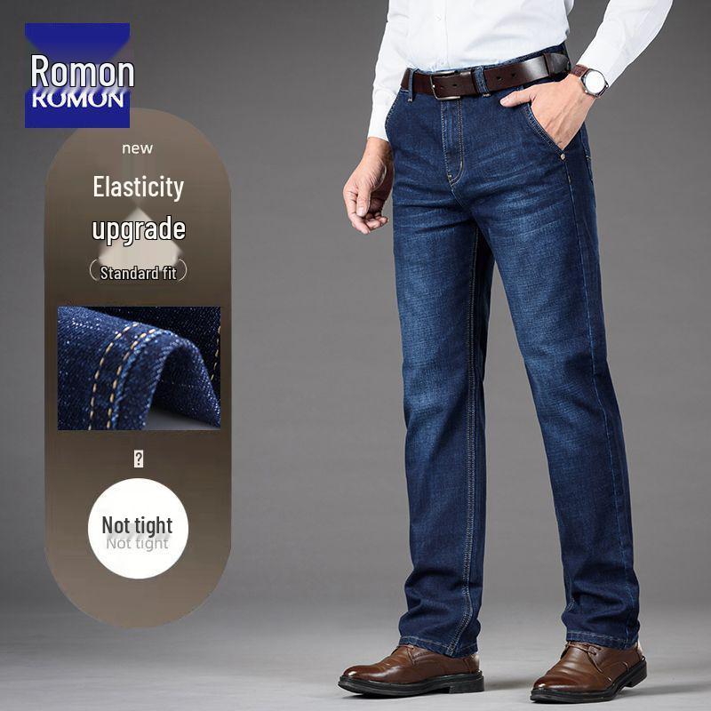 Romon Herren Straight-Leg Stretch Jeans - Herbst/Winter 2025: Vielseitige lässige lange Hosen für Mittelalte