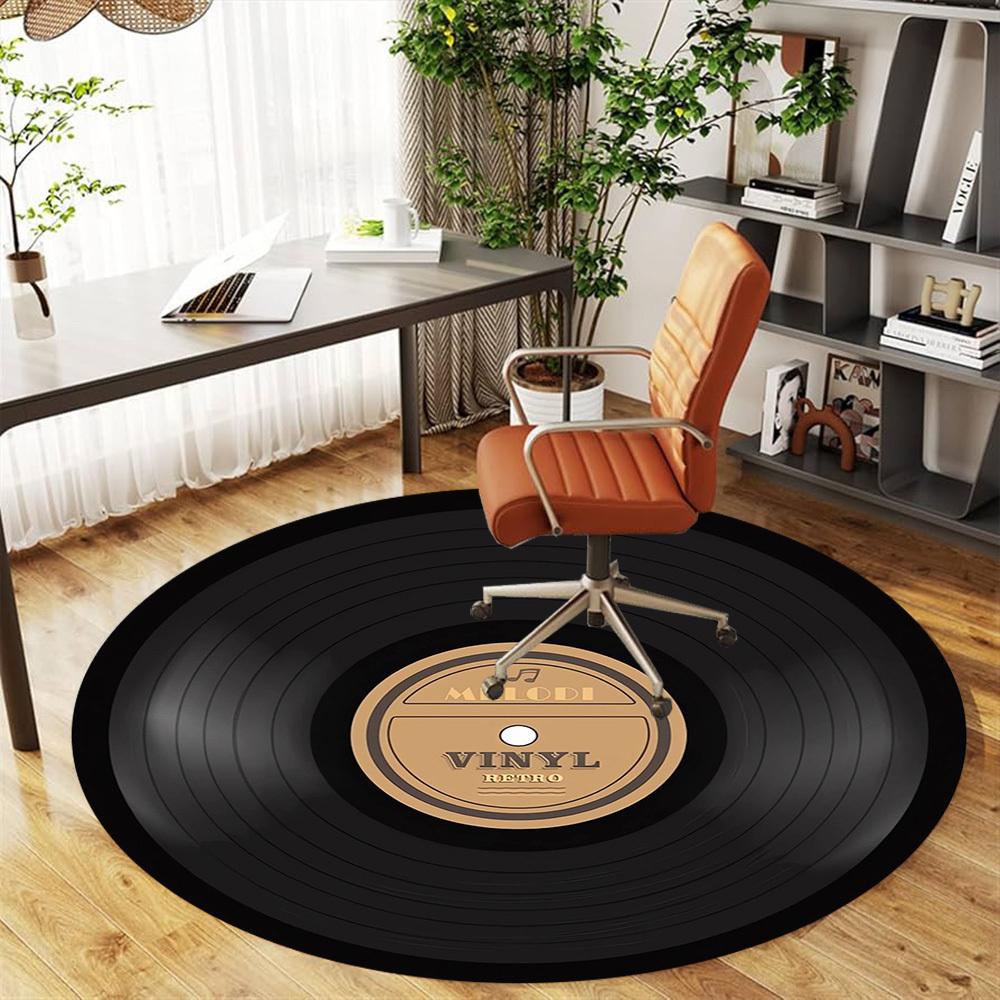 1pc Melodi Vinyl Round Chair mat Area Rug - Non-Slip, Floor Mat for Office, Bedroom, home decor Christmas Gift p0811158