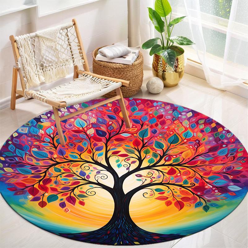 1Pc Tree of Life Circular Print Rug - home decoration Carpet For Living Room Bedroom Flooring Computer Chair Area Rug
