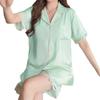 Lace Lace Solid Color Pajamas Women'S Summer Ice Silk Light And Thin Short-Sleeved Shorts Niche Cardigan Loungewear Set