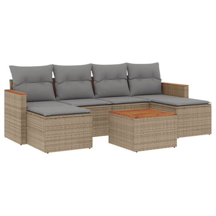 VidaXL Garden Lounge Set with Cushions 7 Pcs, Patio Sofas, Patio Furniture Set, Outdoor Furniture, Beige 3258629