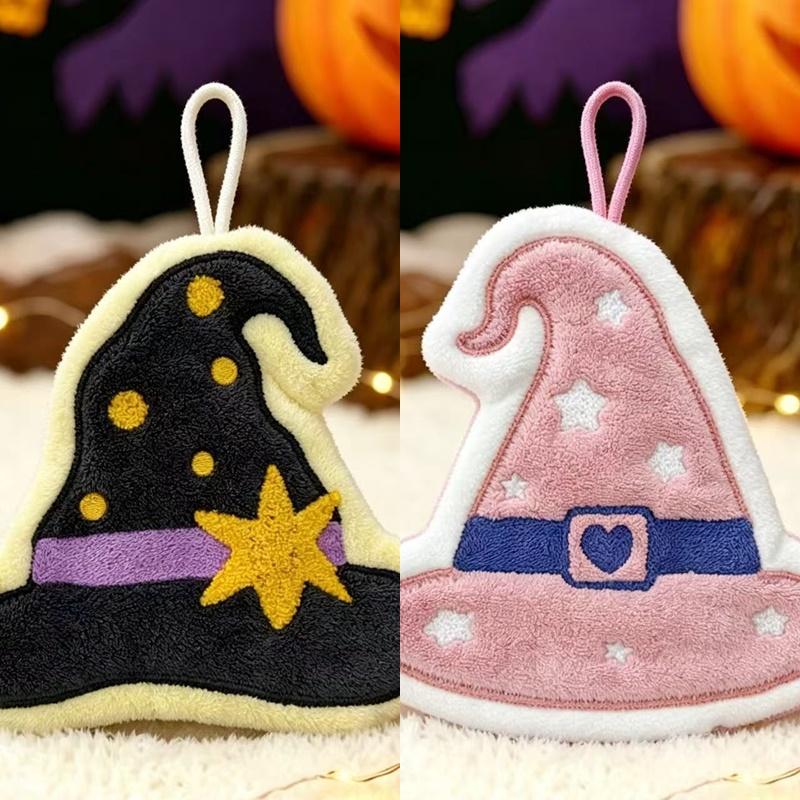 Halloween Hand Towel Cartoon Pumpkin Ghost Bat Handkerchief Halloween Absorbent Towel Kitchen Hanging Towel Bathroom Handcloth