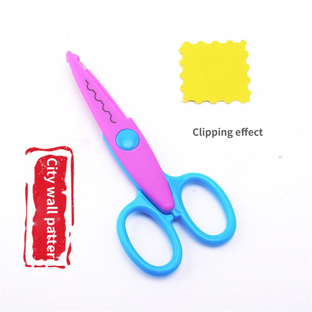 Kids Paper Craft Scissors 6 Cutting Patterns Curved Edges DIY Decorative Cartoons Lace Scissor Scrapbook Album Photos