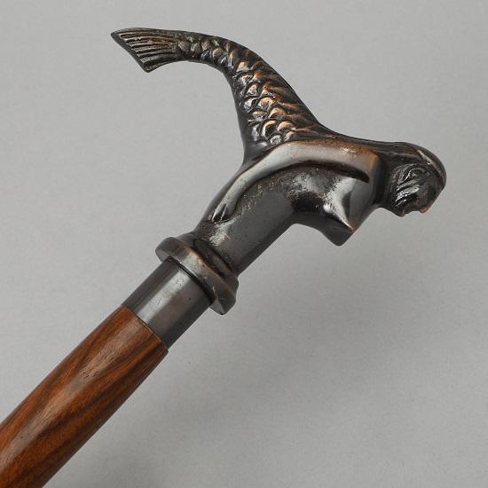 Wooden Cane for Women and Men. Beautiful Antique Cane with a Mermaid Head.