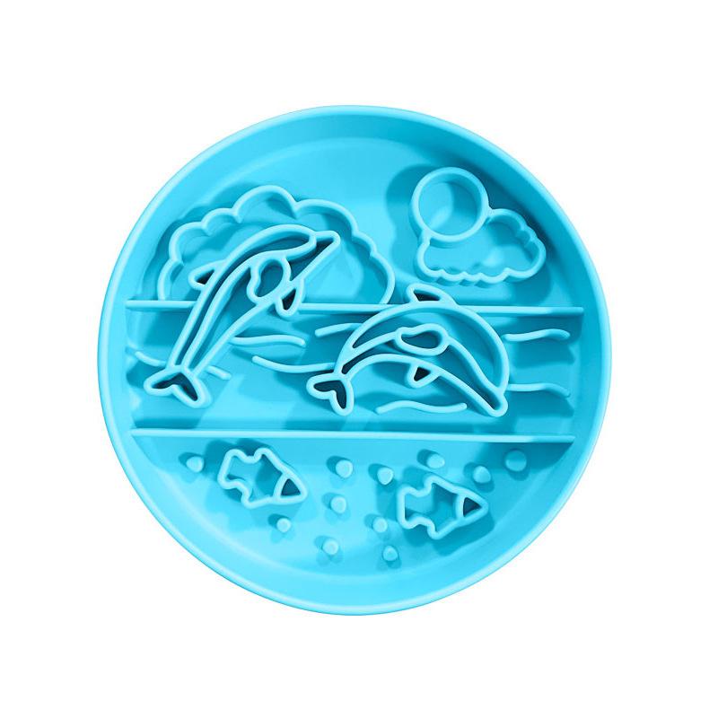 Silicone Lick Mat Slow Feeder Bowl Round Dog Licking Plate Non-Slip Slow Eating Pad For Dogs Puppies Home Mealtime Treat Gift