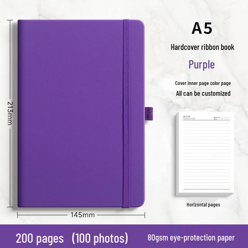 A5 Custom Solid Color Strap Notebook - Student & Office Diary Journal