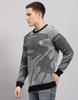 MONTE CARLO Mens Self Design Black Round Neck Full Sleeve Pullover