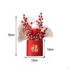 Chinese Flower Basket Ornament Arrangement Red Fruit Tree Celebration Bouquet for Festival