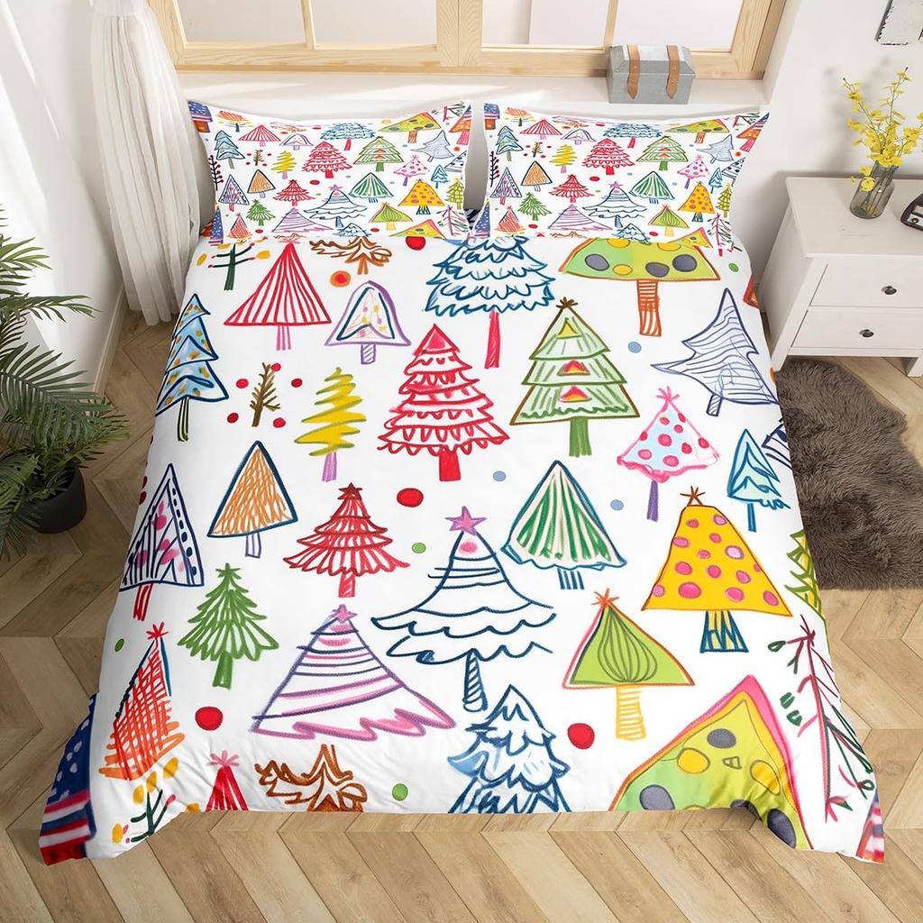 Dachshund Dog Duvet Cover Set Twin King Merry Christmas Theme Bedding Set 3Pcs For Kids Teens Kawaii Cartoon Pet Comforter Cover