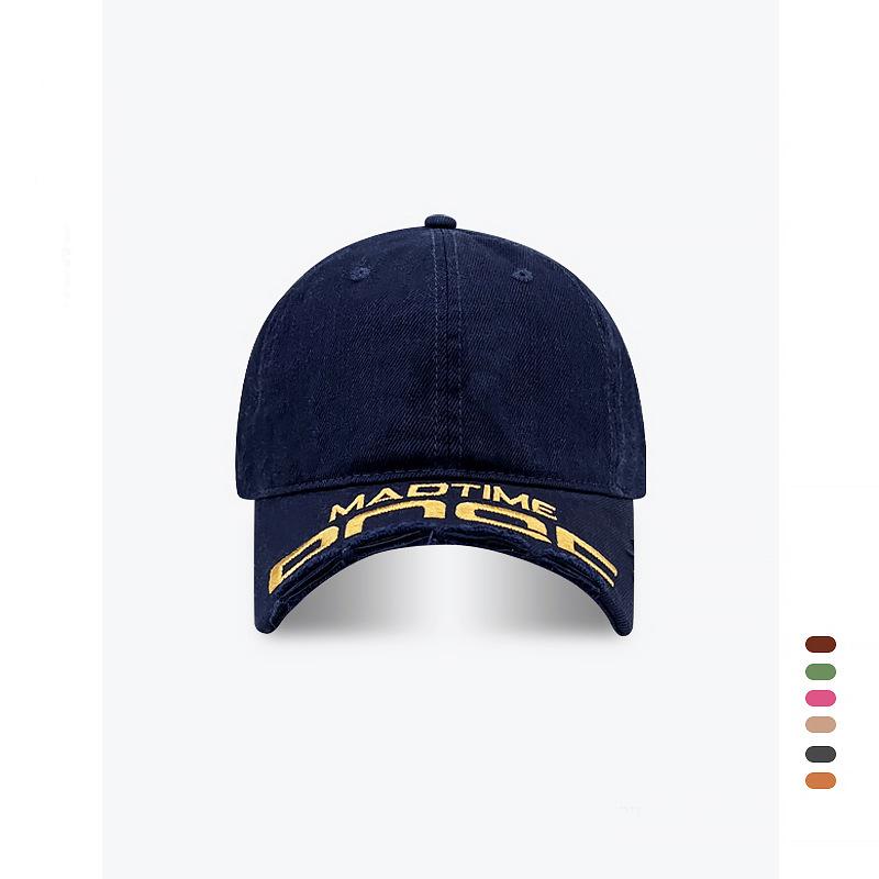 Tide Brand Old Personality Broken Brim Washed Niche Baseball Cap Women Soft Top Letter Embroidery Edging Cap Men