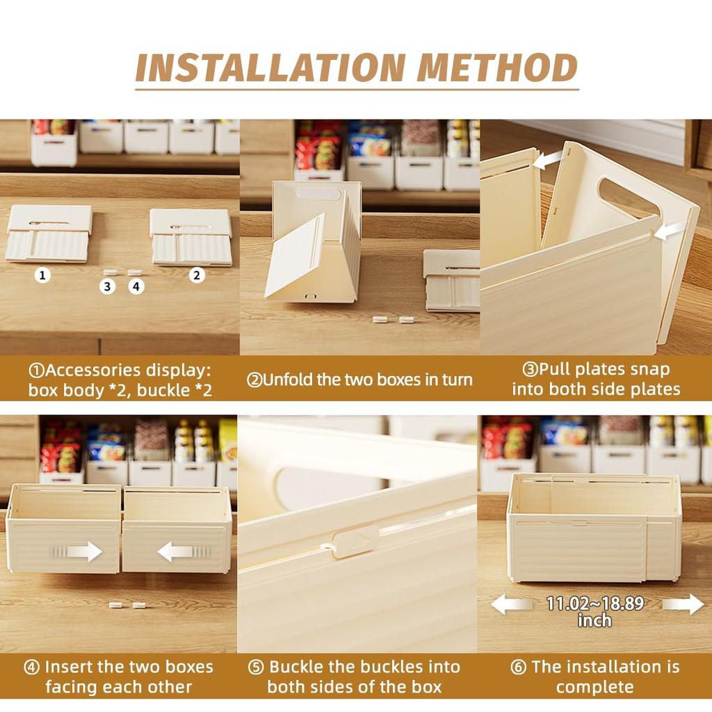 1/2pcs Expandable Clothes Storage Box Retractable Plastic Storage Container For Kitchen Bedroom Bathroom Office Desk