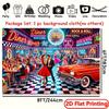 2D Vintage 1950s Diner Backdrop Rock & Roll Party Photo Background Cloth