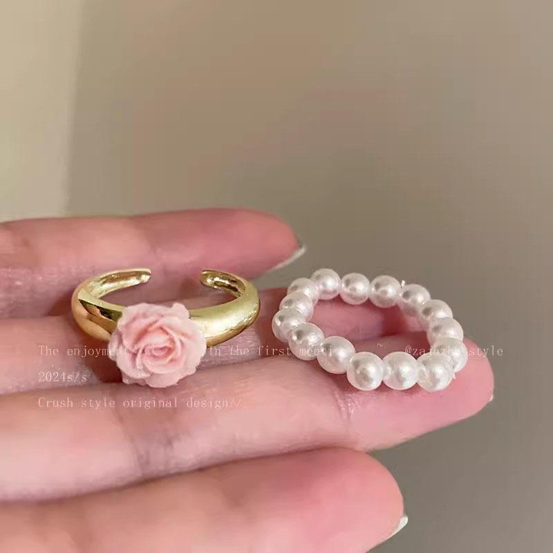 Süßer Blauer Traum Gelee Schale Harz Stern Ring für Frauen Mädchen Metall Seestern Perlen Fingerring Ozean Thema Schmuck Accessoire