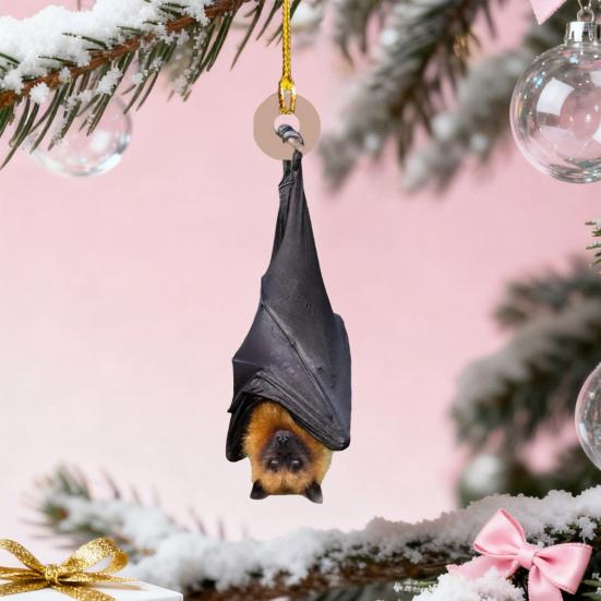 Bat Christmas Ornament Gothic Hanging Bat Tree Decoration Realistic Upside-Down Bat Christmas Tree Ornament for Holiday Home Decor