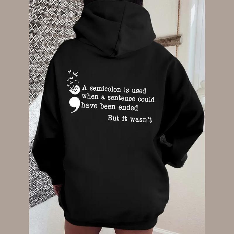 

Женский весенне-осенний повседневный худи с капюшоном, длинным рукавом, большим карманом и принтом букв, пуловер, толстовка 5XL