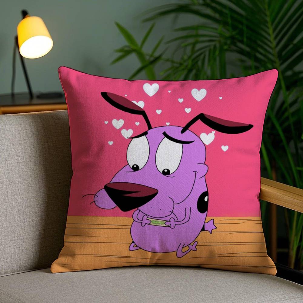 C-Courage Cowardly Dog Pillow Case Home Dorm Chair Back Short Plush Double-sided Printing Office Nap Time Cushion Cover