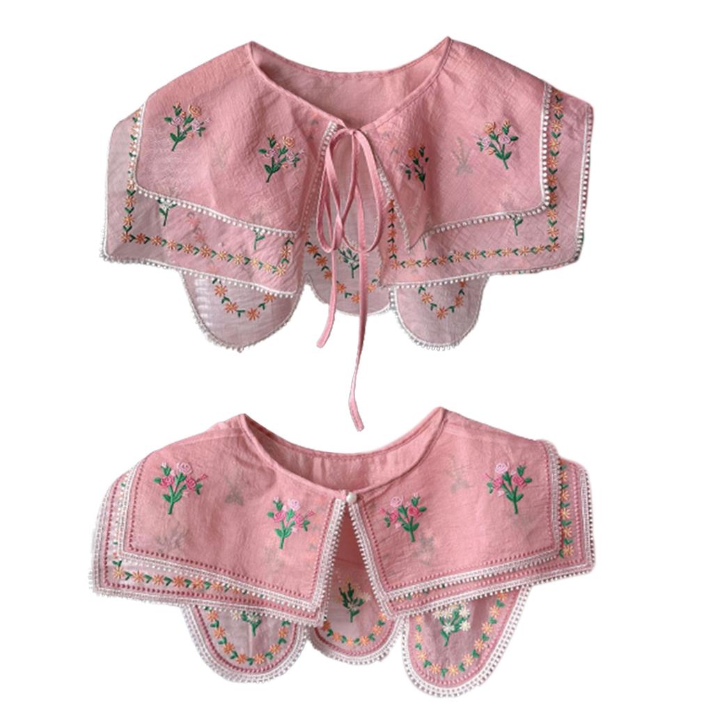Bestickter Blumen Falscher Kragen für Damen Mädchen Elegant Abnehmbarer Faux Kragen Blusenkragen Mode Kleideraccessoires