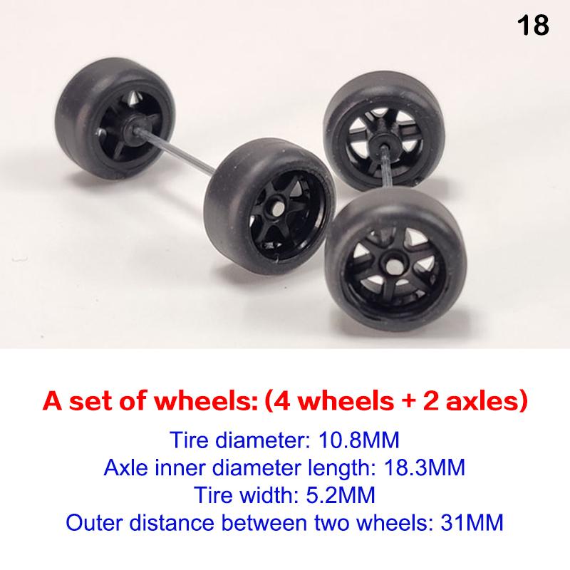 4 sztuk/zestaw 1:Koła w skali 1/64 do Hotwheels Model samochodu z gumowymi oponami Części modyfikowane
