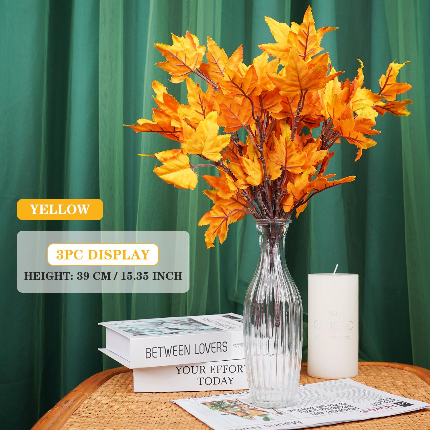 

Осенний букет искусственных цветов из кленовых листьев для декора дома, комнаты, свадебной вечеринки, украшение, искусственное растение, садовая ваза, орнамент 1 pcs жёлтый