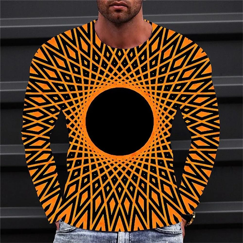 2024 Men'S Long Sleeve T-Shirts Harajuku 3d Print Graphic Men Oversized Clothing Fashion Street Tees Shirt Casual O Collar Tops