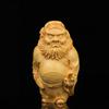 Miniatur Buddhistische Shoki Statue Holzschatulle Buchsbaum geschnitzte Figur Chinkaku Heiliger Herr Feng Shui Glück Reichtum Talisman Böses abwehren 8,5cm Naturholzfarbe