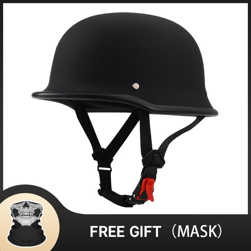 S-4XL German Vintage Motorcycle Cruiser Helmet Half Face Helmet Motorcycle Helmet Bright Black Car-styling DOT ece Approved