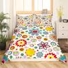 Retro Flowers King Queen Bedding Set Cartoon Vintage Floral Duvet Cover Boho Abstract Quilt Cover Soft Polyester Comforter Cover