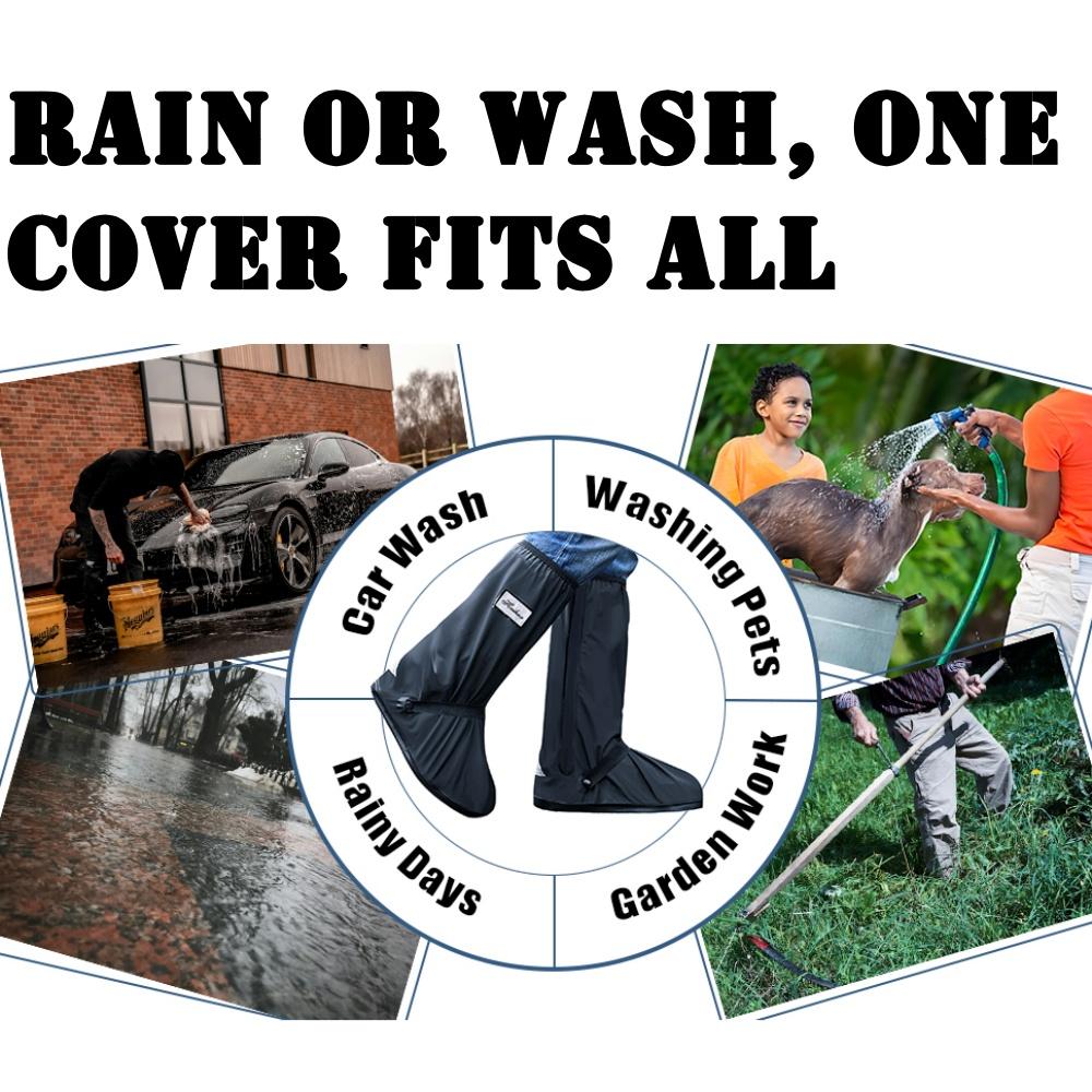 Rain Boot Shoe Cover Black Waterproof with Reflector High Top Clear Shoes Dust Covers for Motorcycle Bike Rain Cover Men Women
