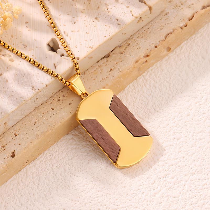 

Bestselling Men s Two-Tone Wooden Cross Titanium Steel Dog Tag Necklace