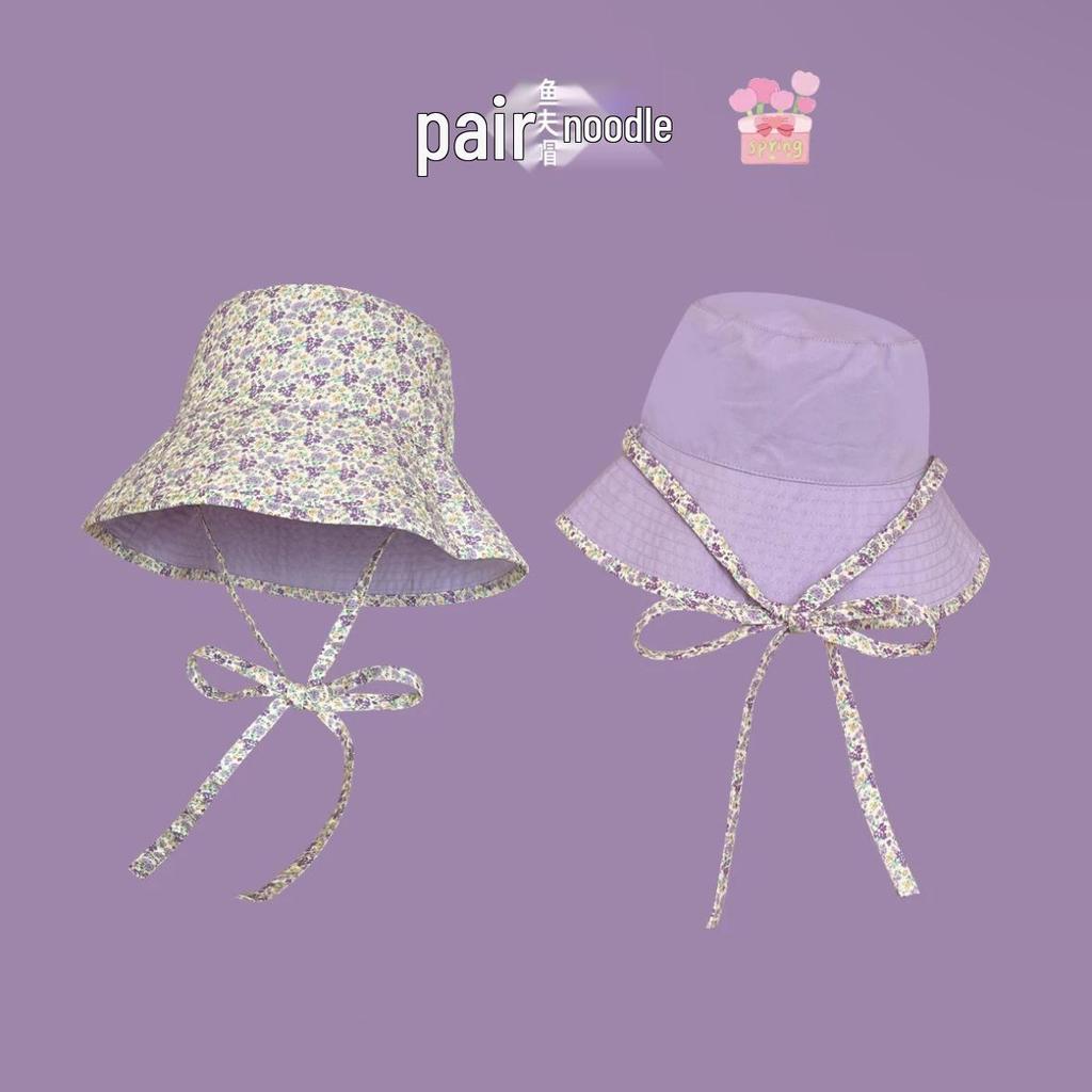 Women's Cute Japanese Floral Bucket Hat - Double-Sided, Large Brim, Sun Protection, Slimming Effect for Summer