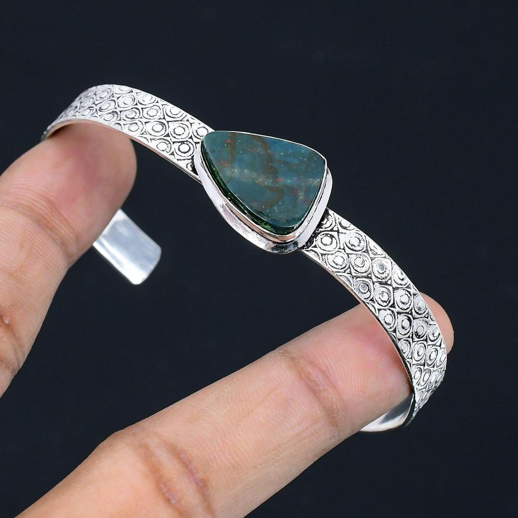 Daughters Day Deal Bloodstone Gemstone 925 Sterling Silver Wife Bangle Bracelet