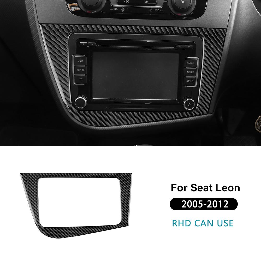 Para Seat Leon 2005 2006 2007 2008 2009 2010 2011 2012 Pegatina Real de Fibra de Carbono Blanda Panel de CD del Coche Accesorios Interiores LHD RHD