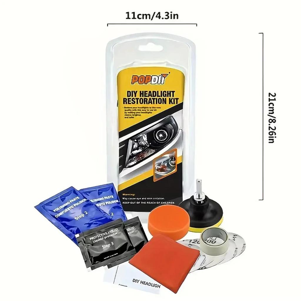 Car Headlight Restoration Kit - Scratch Repair Polishing Paste with Drill Adaptor