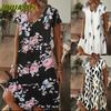 Fashion Summer Spring Short Sleeve V-Neck Casual Dresses International Design