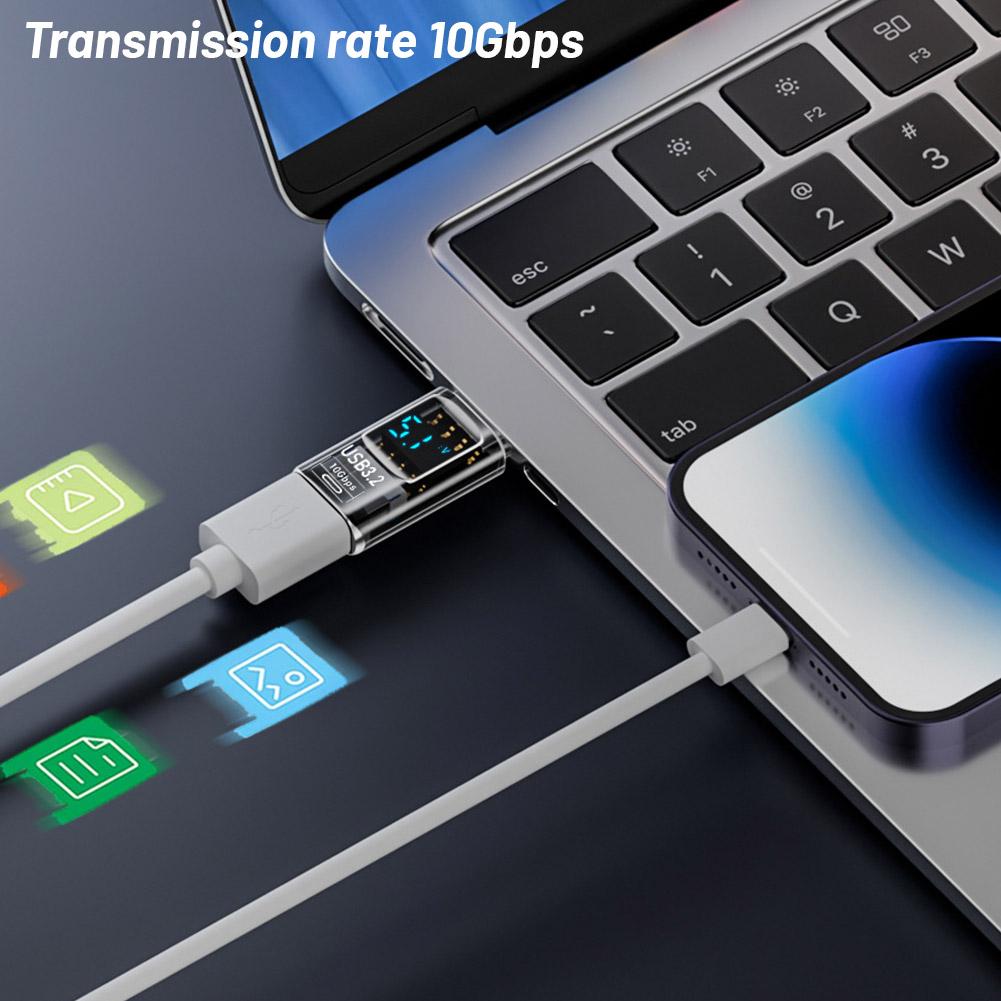 100W USB C-adapter Typ C till Typ-C Adapter med digital display OTG-kontakt För iPhone Surfplatta Bärbar dator USB C OTG-kontakt