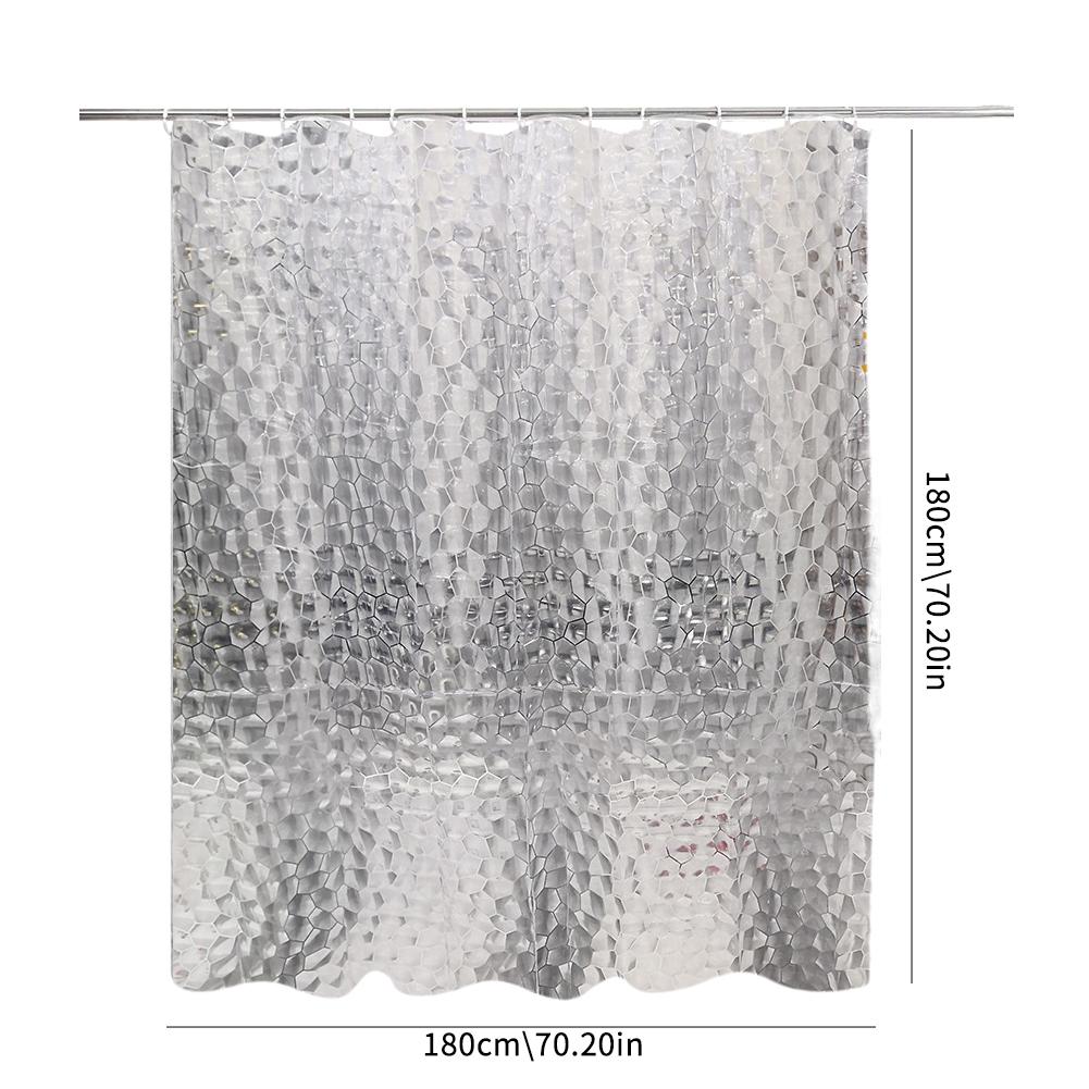 1PCS 180x180cm Clear Cobblestone Shower Curtain Liner with 3 Weighted Magnets And 12 Hooks, Window Curtain, Bathtub Partition
