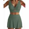 Women High Waist Skirt Bikini Set Two Piece Swimsuit with Twist Front Top and Skirted Bottom for Beach Pool Swimwear