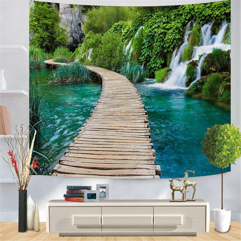 Scenic landscape background fabric digitalprinted polyester tapestries living rooms bedrooms macrame wall hanging room decor