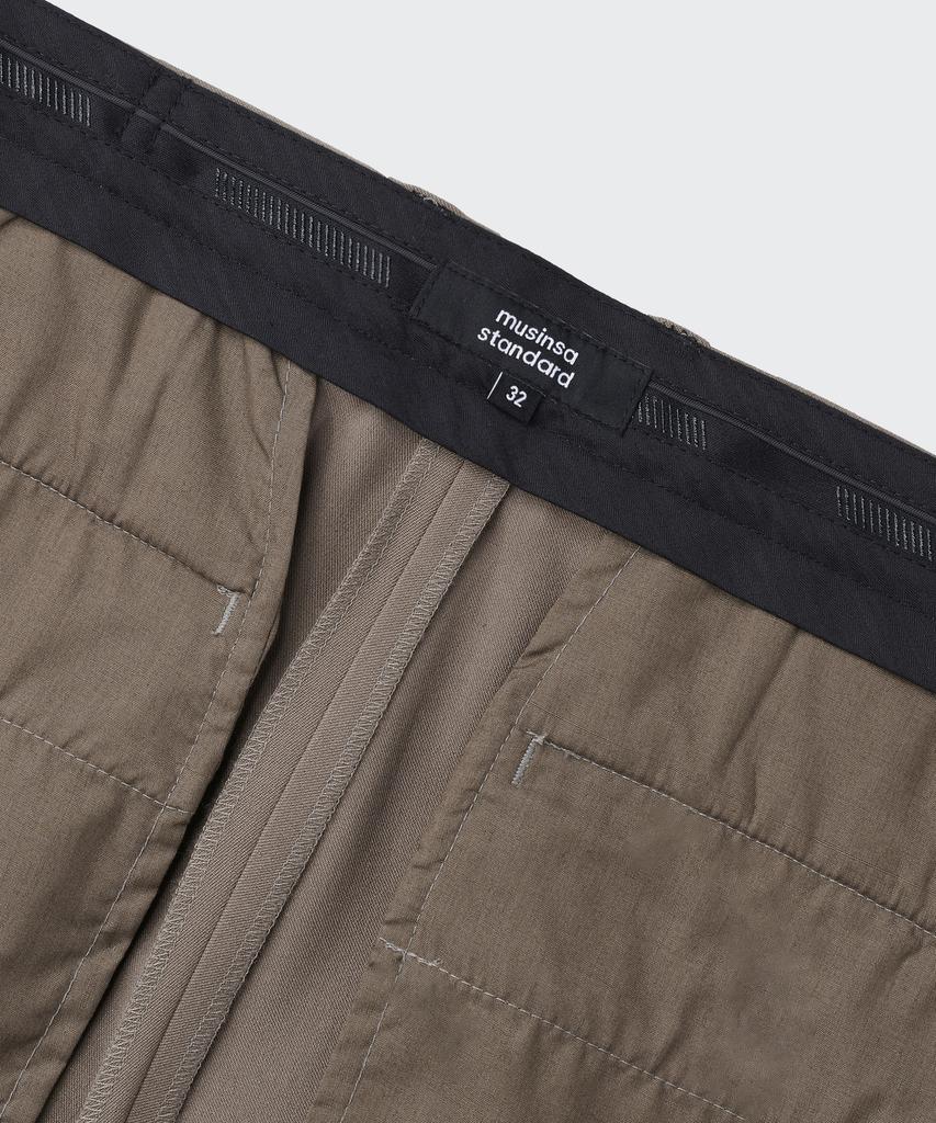 MUSINSA STANDARD Relaxed Tapered Hidden Banding Crop Slacks [Dusty Beige]