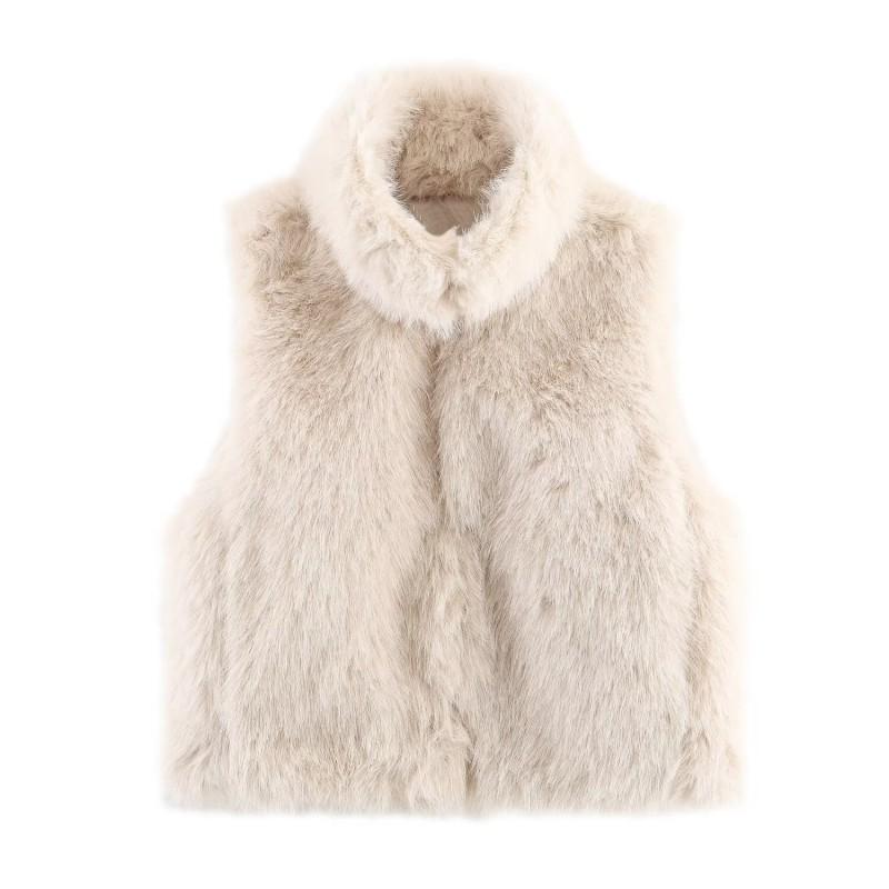 Womens Short Faux Fur Vest With
