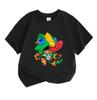 Kids Boys Girls 100% Cotton Crew Neck Short Sleeve T-Shirt, Funny Cartoon Chameleon Character Print Soft Casual Tee for Outdoor Playwear for Children