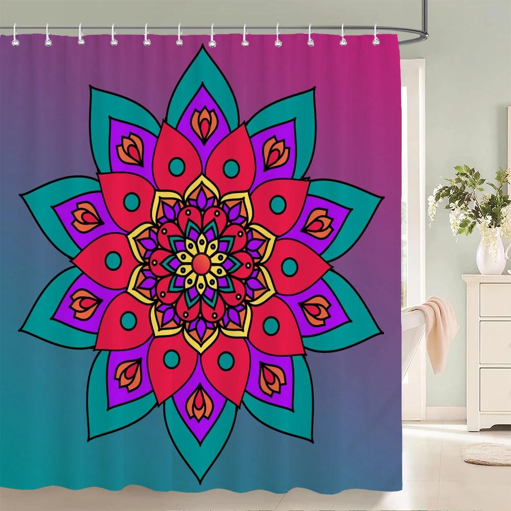 3D Printing  Mandala Pattern Shower Curtain Bathroom Curtains With 12 Hooks Indian Boho Waterproof Fabric Bathtub Decor Screen