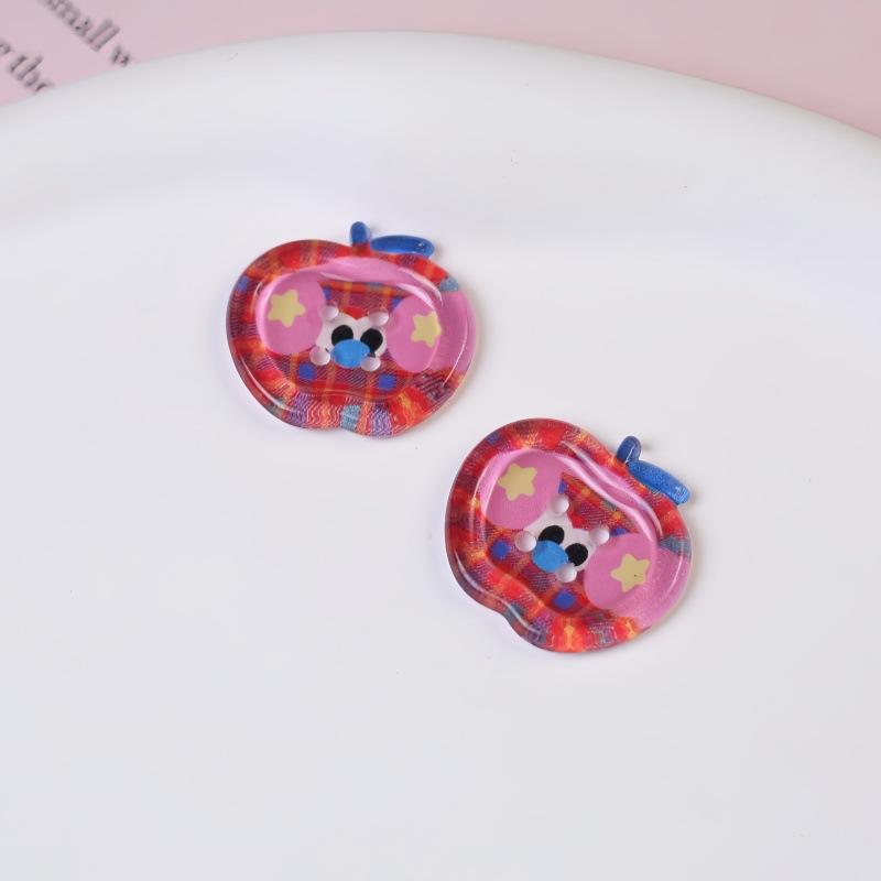 10pcs Dopamine Color Apple Translucent Buttons for Crafts Resin Accessories Clothing Sewing Supplies Sweaters Materials