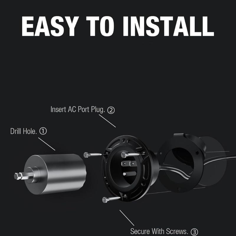 Plugs and Play 20A 125V AC Power Inlet Socket Flange Waterproof Cover for Simple Campers Installation