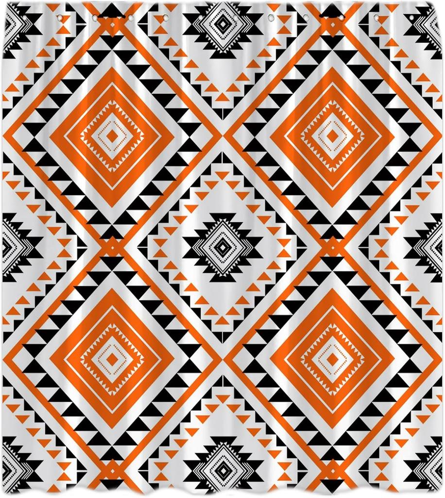 Western Shower Curtain Southwestern Aztec Boho Ethnic Tribal Native Abstract Geometric Farmhouse Bath Curtain with Hooks